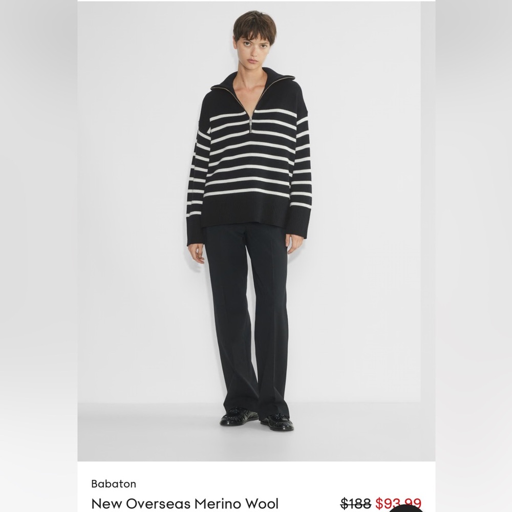 Babaton Black and White Striped Sweater